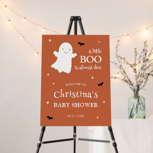 Little Boo Ghost Orange Baby Shower Welcome Sign