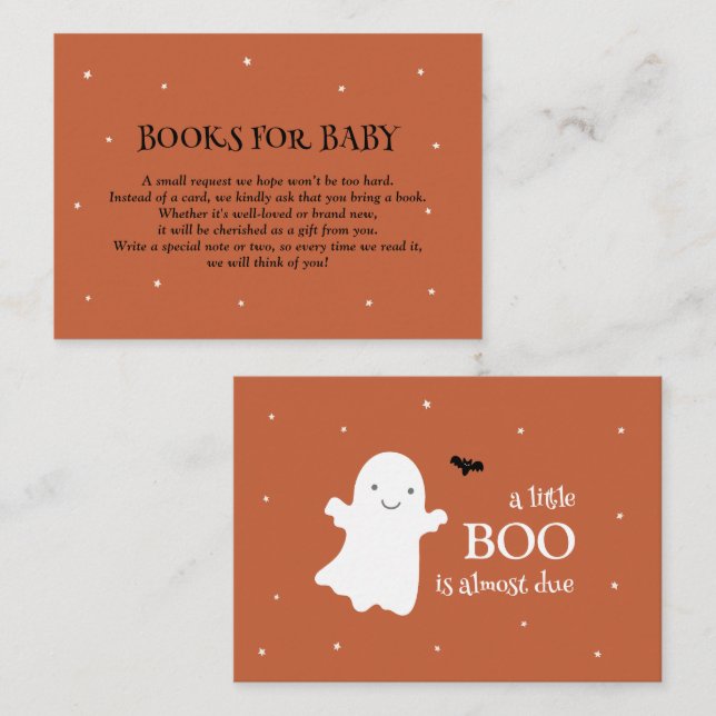 Little Boo Ghost Orange Books for Baby Enclosure Card (Front/Back)
