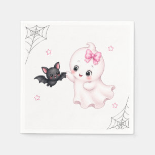 Little Boo Ghost Pink Halloween Baby Shower Napkins