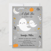 Little Boo Ghost Pumpkin Gold Baby Shower Invitation (Front)