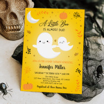 Little Boo Ghost Pumpkin Gold Baby Shower Invitation