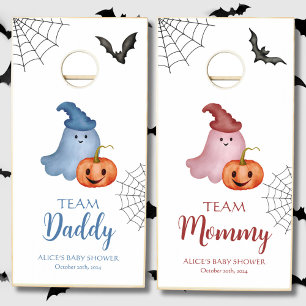 Little Boo Ghost Pumpkin Halloween Baby Shower Cornhole Set