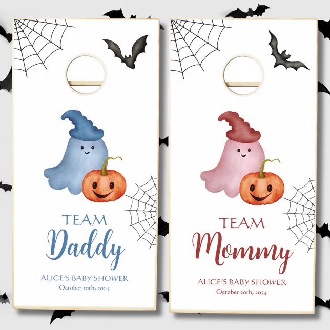 Little Boo Ghost Pumpkin Halloween Baby Shower  Cornhole Set (Creator Uploaded)