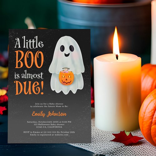 Little boo ghost pumpkin Halloween baby shower Invitation
