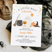 Little Boo Ghost Pumpkin Halloween Baby Shower Invitation