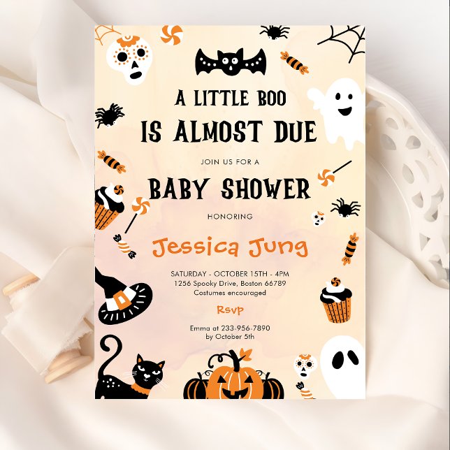 Little Boo Ghost Pumpkin Halloween Baby Shower Invitation (Creator Uploaded)