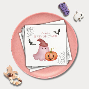 Little Boo Ghost Pumpkin Halloween Baby Shower Napkins