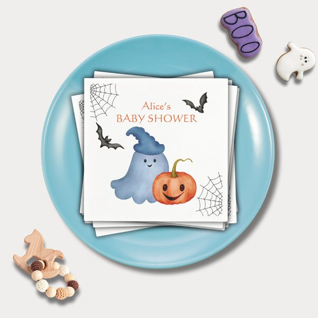 Little Boo Ghost Pumpkin Halloween Baby Shower Napkins (Creator Uploaded)