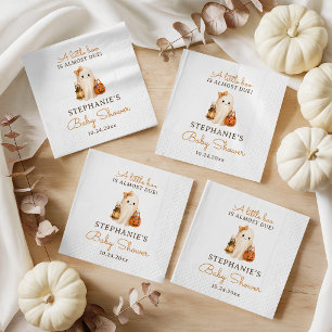 Little Boo Ghost Pumpkin Halloween Baby Shower Napkins