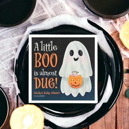 Little boo ghost pumpkin Halloween baby shower Napkins