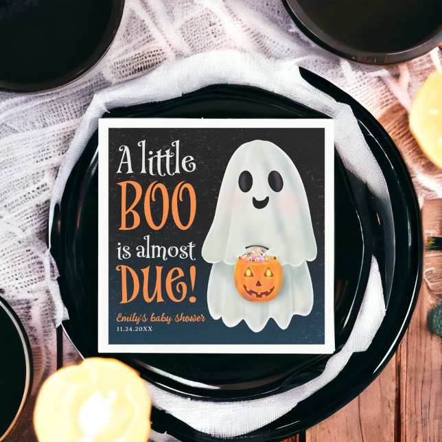 Little boo ghost pumpkin Halloween baby shower Napkins (Little boo ghost pumpkin Halloween baby shower Napkins)