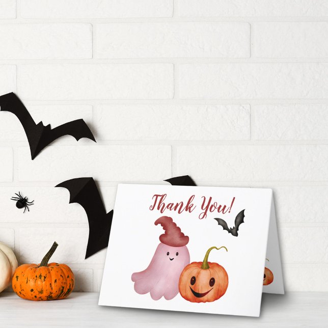 Little Boo Ghost Pumpkin Halloween Baby Shower Thank You Card (Creator Uploaded)