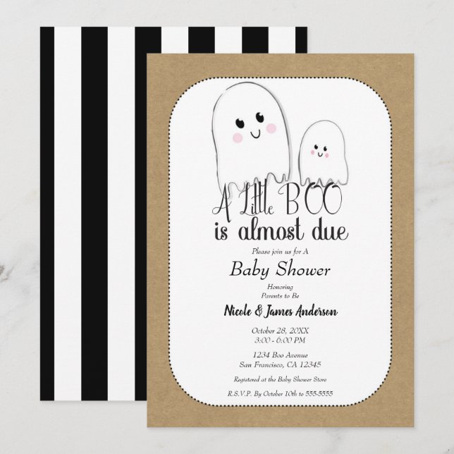 Little BOO Ghost Rustic Halloween Baby Shower   Invitation (Front/Back)