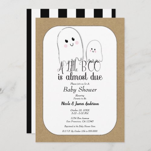 Little BOO Ghost Rustic Halloween Baby Shower   Invitation