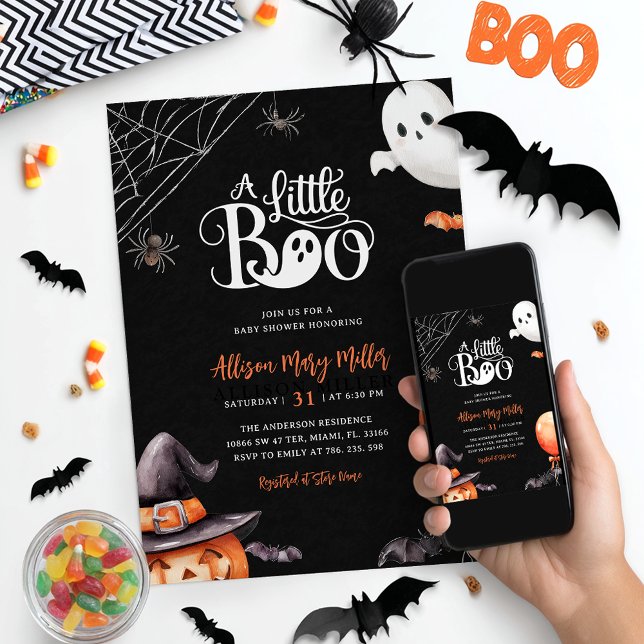 Little Boo Ghost Spooky Baby Shower Invitation (Creator Uploaded)