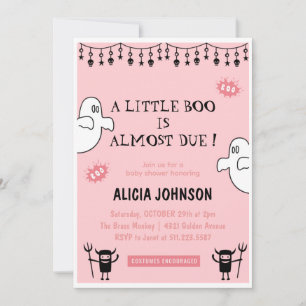 Little boo Ghosts Halloween baby shower Invitation