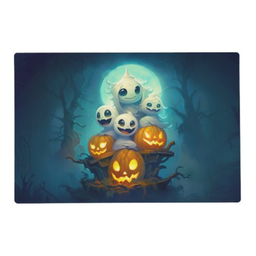 Little boo ghosts in the dark forest Halloween Placemat