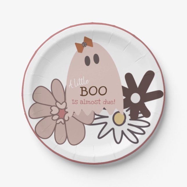 Little Boo Girl Baby Shower Paper Plates (Front)