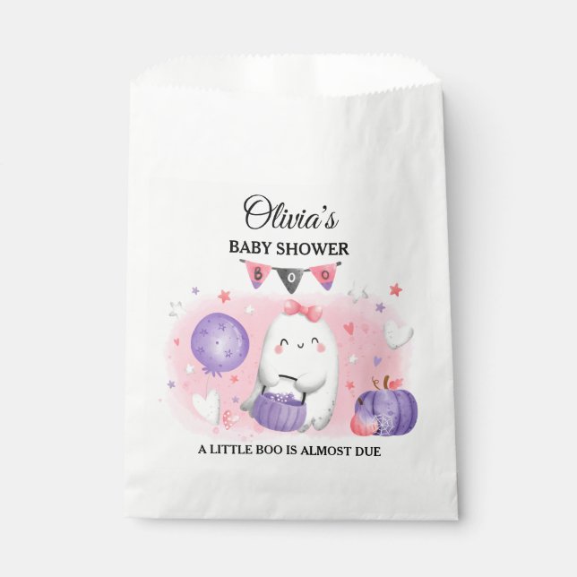 Little Boo Girl Halloween Baby Shower Favor Bags (Front)