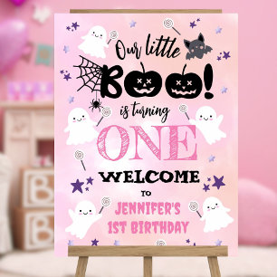 Little Boo! Girl Pink Cute Halloween 1st Birthday Foam Board