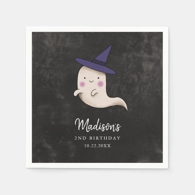 Little Boo Girls Halloween Birthday Party Napkins (Front)