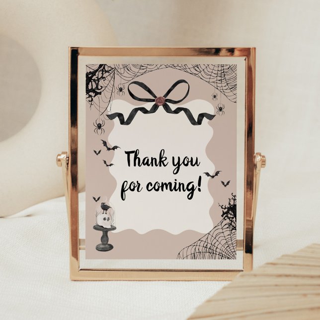 Little Boo Gothic Baby Shower Thank you Sign (Black Bow Little Boo Halloween Gothic Baby Shower Sign)
