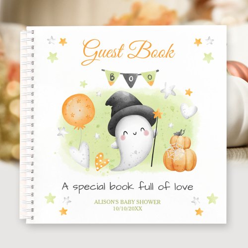 Little Boo Green Orange Baby shower Guest Book