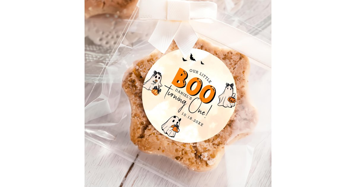 Little Boo Halloween 1st Birthday Classic Round Sticker | Zazzle