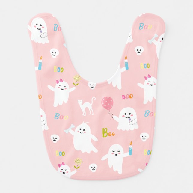 Little Boo Halloween Baby Gift Spooky Baby Bib (Front)