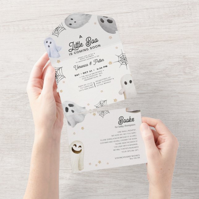 Little Boo Halloween Baby Shower All One Invite (Tearaway)
