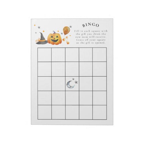 Little Boo Halloween Baby Shower Bingo Game Notepad