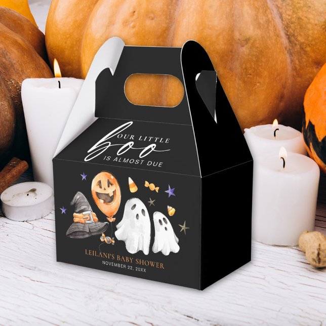 Little Boo Halloween Baby Shower Black Favor Boxes (Baby Shower Gift Box, designed for the utmost delight of expecting parents and their bundle of joy.)