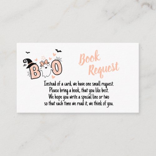 LITTLE BOO  HALLOWEEN BABY SHOWER BOOK REQUEST ENCLOSURE CARD