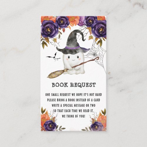 Little Boo Halloween Baby Shower Book Request  Enclosure Card