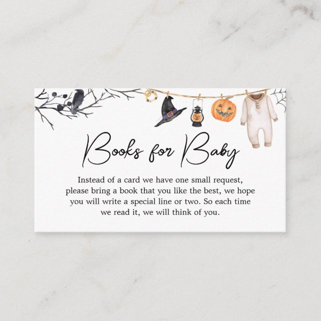 Little Boo Halloween Baby Shower Books for Baby Enclosure Card (Front)