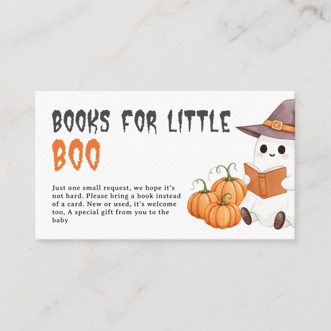 Little Boo Halloween Baby Shower Books Request Enclosure Card (Front)