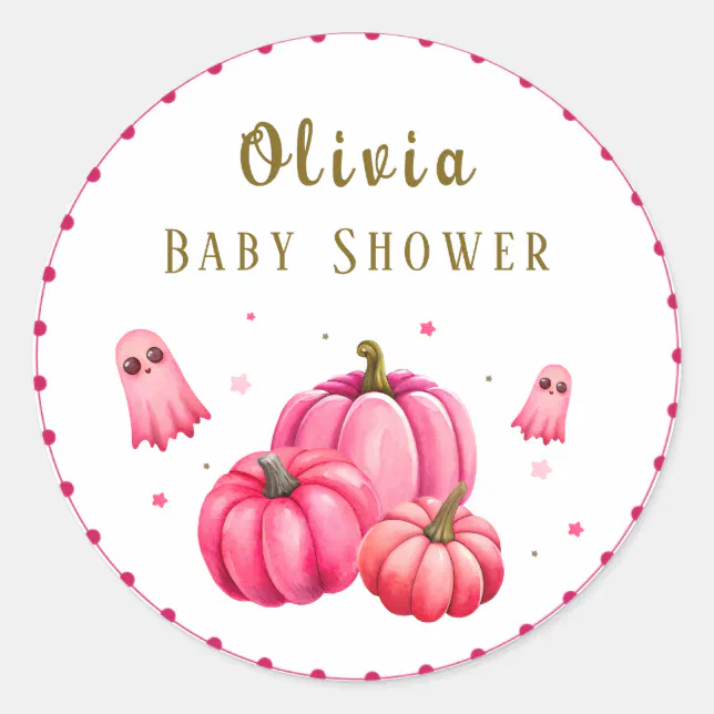Little Boo Halloween Baby Shower Classic Round Sticker | Zazzle
