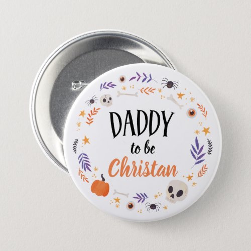 Little Boo Halloween Baby Shower Daddy to_be Button