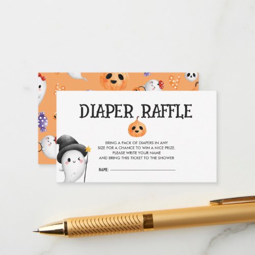 Little Boo Halloween Baby Shower Diaper Raffle Enclosure Card