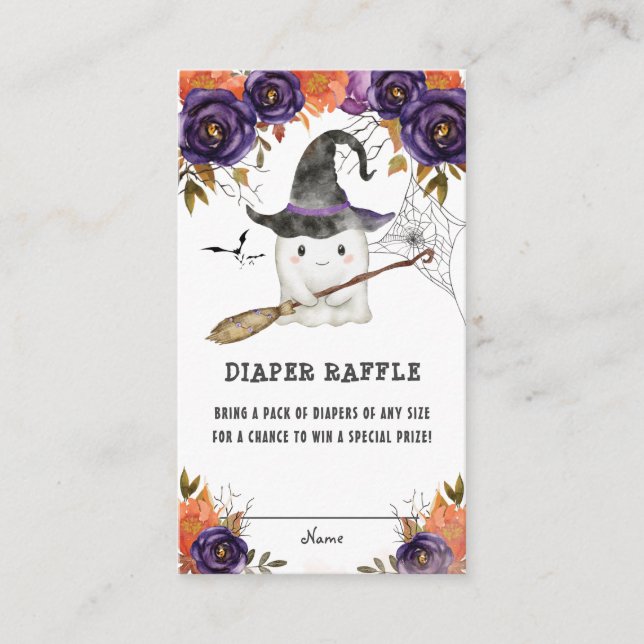Little Boo Halloween Baby Shower Diaper Raffle  Enclosure Card (Front)