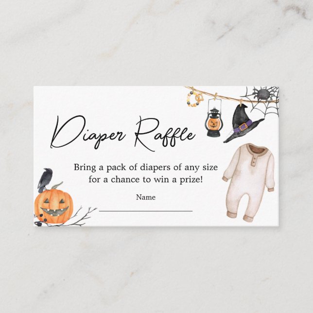 Little Boo Halloween Baby Shower Diaper Raffle Enclosure Card (Front)