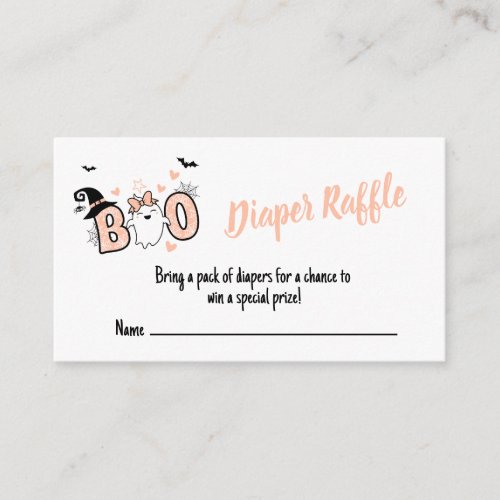 LITTLE BOO  HALLOWEEN BABY SHOWER DIAPER RAFFLE ENCLOSURE CARD