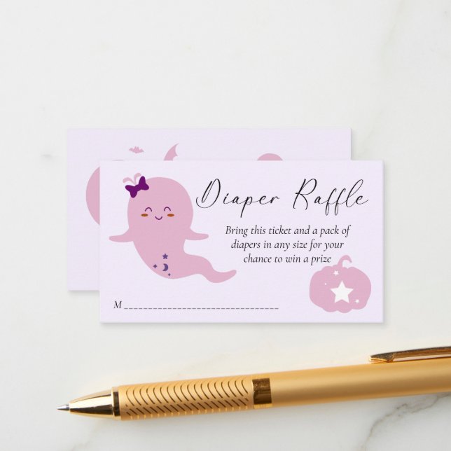 Little boo Halloween baby shower diaper raffle Enclosure Card (Front/Back In Situ)