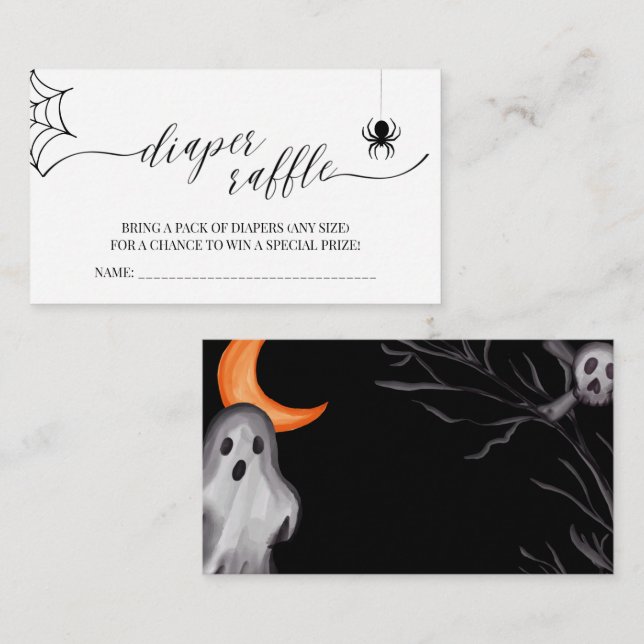 Little Boo Halloween Baby Shower Diaper Raffle Enclosure Card (Front/Back)