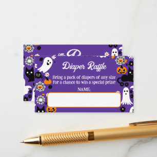 Little boo Halloween baby shower diaper raffle Enclosure Card