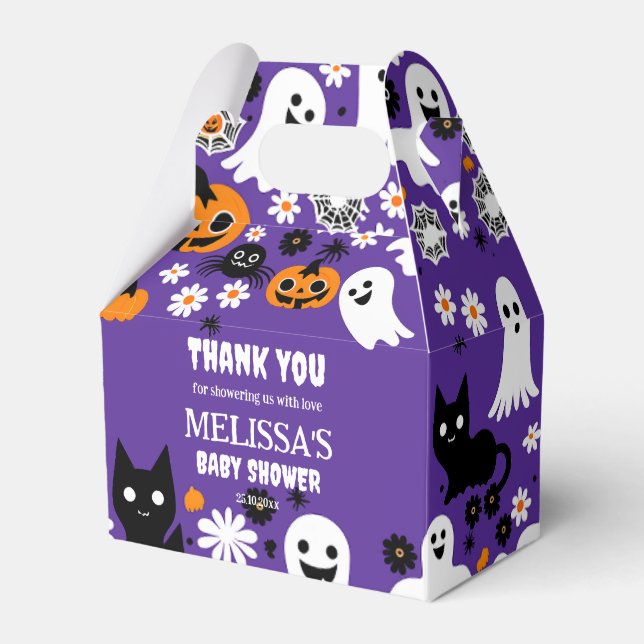 Little boo Halloween baby shower  Favor Boxes (Front Side)