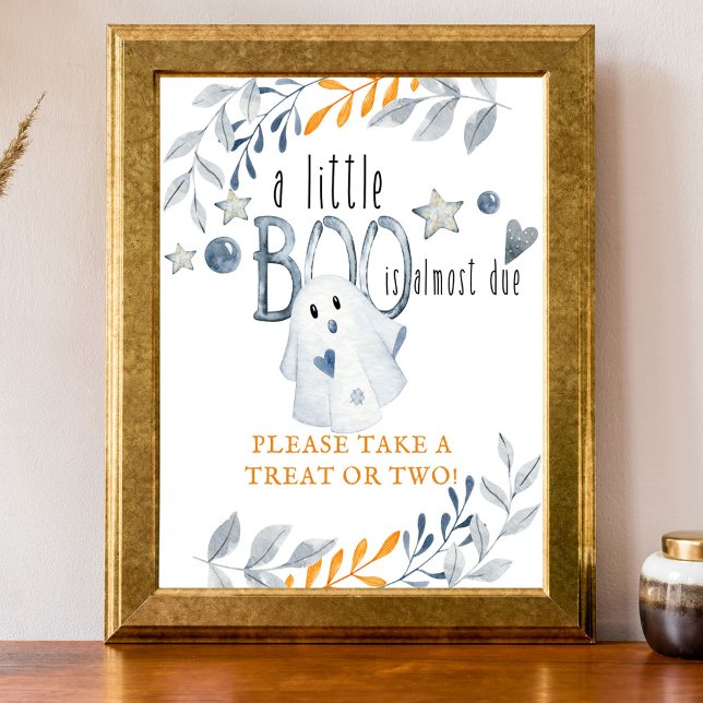 Little Boo Halloween Baby Shower Favor Poster (Little Boo halloween party sign)