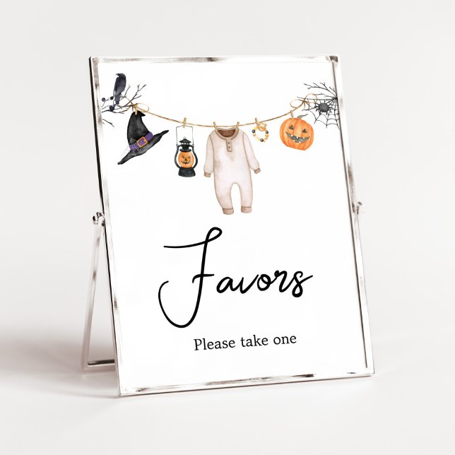 Little Boo Halloween Baby Shower Favors Poster (Halloween Baby Clothes Baby Shower Favors Sign)