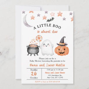 Little Boo Halloween Baby Shower - Ghost & Pumpkin Invitation