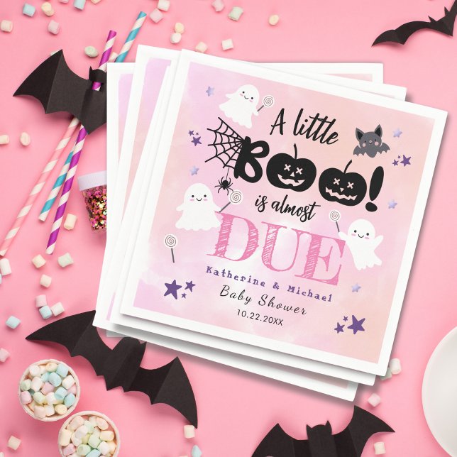 Little Boo Halloween Baby Shower Girl Pink Napkin (Creator Uploaded)
